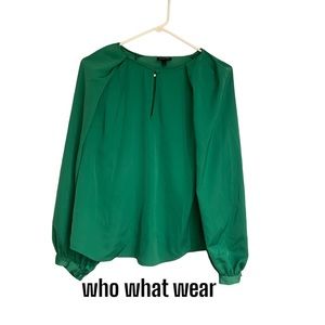 Whowhatwear long sleeve kelly emerald green blouse women’s small